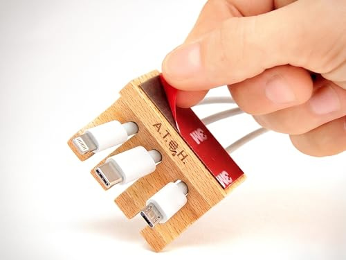 Buchen Holz Kabelhalter, Kabel Organizer, Clips Selbstklebend, Kabelschelle, Kabel Management, Kabelclips, Schreibtisch Organizer, Ladekabel Halter, Tisch Ordnung von A.T.O.H. International e.K.
