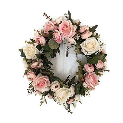 Vimmor Künstliche Kränze Seide Pfingstrose Blumen Runde Herz Simulation Girlande Für Hochzeit Party Dekoration 12,8 Zoll gleiches Foto-40cm