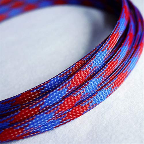 Raccoglicavi Spiralato, 1-30Meters Passacavi Metallica Snakeskin Protezione Nylon Stretto PET Espandibile Isolamento Guaina Intrecciata Maniche Blu Rosso (Color : 20Meters, Size : 16mm)