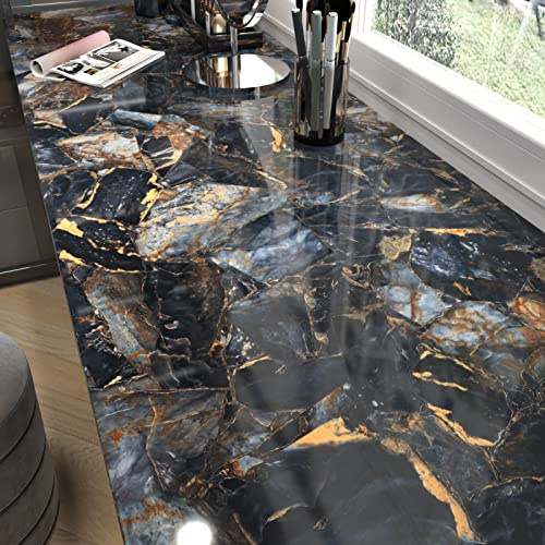 Marble Black Contact Paper Peel and Stick Countertops Gold Contact Paper Peel and Stick Wallpaper for Kitchen Cabinet Waterproof Vinyl Film Marble Shelf Liner Counter Top Cover Wallpapers 15.8x78.7 IN