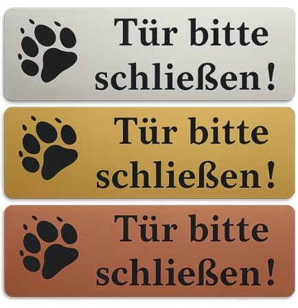 Hundeschild Warnschild Tür Bitte Schließen 12x4cm Selbstklebend Gravur Schild Achtung Hund