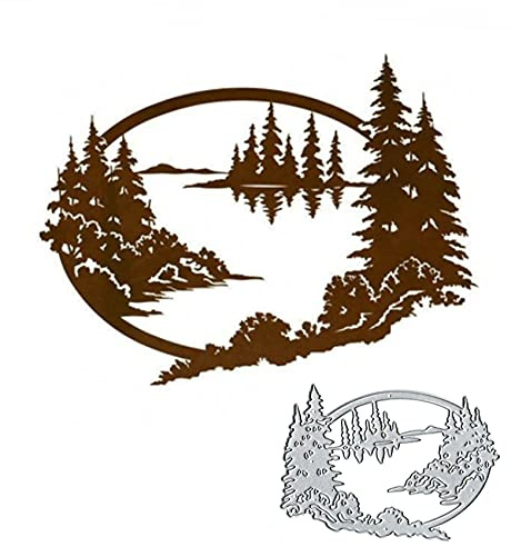 Forest Tree Water Die Cuts,Leaf Flower Mountain Christmas Metal Cutting Dies Cut Stencils Template Mould DIY Invitation Card Scrapbook Embossing Craft Card Making