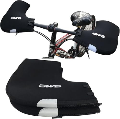 PLATTBK Manchon de Guidon de Vélo Mitaines de Velo Hiver Réfléchissantes Gants Chauds de Coupe-Vent pour VTT Trottinette Moto