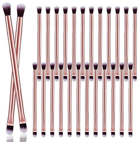 24 Pcs Eyeshadow Smudge Brush 2 in 1 Eyeshadow Double Ended Concealer Brush Under Eye Small Soft Firm Pointed Foundation Makeup Applicator for Blending Eye Shadow Liner(Rose Gold)