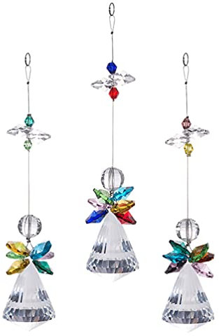 BESPORTBLE 3stücke Kristall Engel Pendants Fensterhängende Ornamente Für Zuhause Garten Und Dorm Farbige Transparente Dekoration Mit Lichtbrechungseffekt