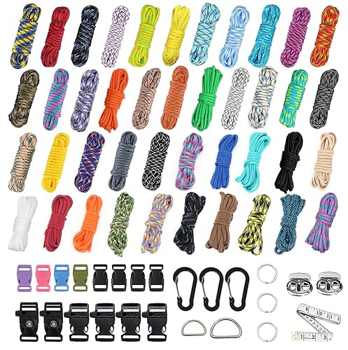 Paracord Set 550 Nylonrep 42 Färger, EUBSWA Paracord Armbandsset Paracord för Hundhalsband Hundkoppel gör Det Själv