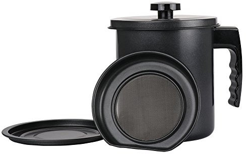 Fetttrennkanne für Frittieröl Fettabscheider Saucen Trenner Kanne 1,3 Liter Schwarz
