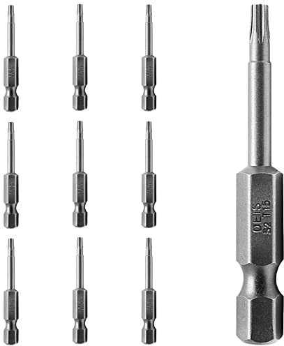 BokWin 10 pezzi T15 50 mm lunghezza bit di sicurezza,1/4 pollice Hex Shank Cacciavite, Acciaio Security Star 6 Point Magnetic Torx Bit Tools