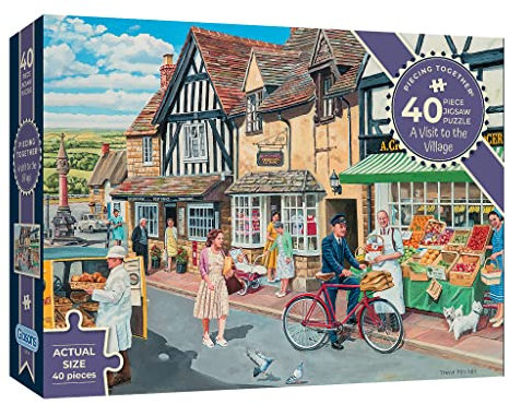 A Visit to the Village 40 XXL Piece Jigsaw Puzzle | Large Piece Jigsaw Puzzle | Sustainable Puzzle for Adults | Premium 100% Recycled Board | Great Gift for Adults | Gibsons Games