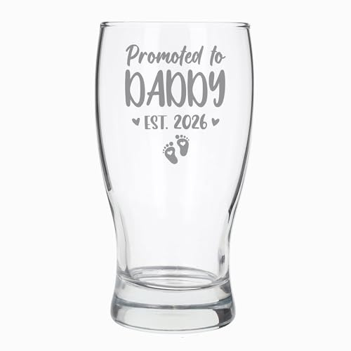 Promoted To Daddy Beer Pint Glass New Baby Announcement Gift Etched Cider Promoted To Daddy Pregnancy Reveal Gift Idea Promoted To Daddy Est 2026 Pint Glass New Dad To Be Presents For Him Gifts