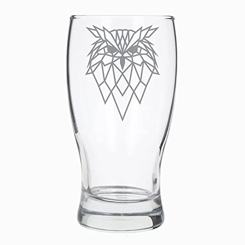 Verre à bière gravé en forme de chouette - Cadeau d'anniversaire pour les amateurs de hiboux - Cadeau gravé pour les amoureux des animaux - Verre à bière