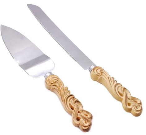 SWTOOL Hochzeitstortenmesser und Tortenheber Set - Vintage Design Edelstahl Kuchen Cutter Set - Geschenke für Hochzeitstag Party Feier