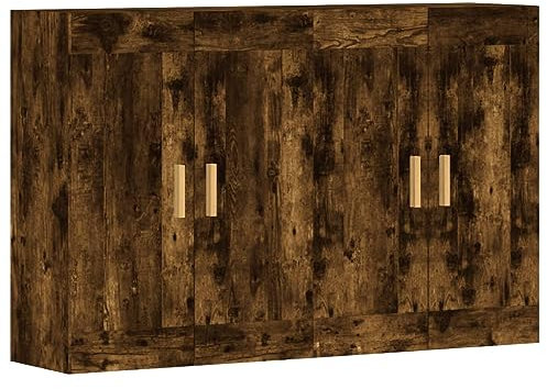 vidaXL Wandschrank 2 STK., Hängeschrank mit viel Stauraum, Sideboard für Wohnzimmer, Schrank Wandmontage Lagerschrank Kommode, Skandinavisch, Räuchereiche Holzwerkstoff