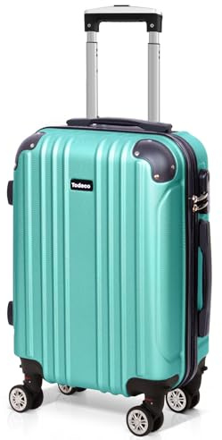 Todeco Valise Moyenne Taille ABS Valise de Voyage 68x45x26cm Vert d'eau