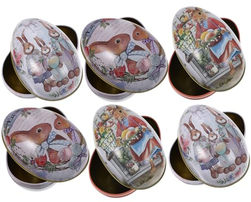LALAFINA 6stücke Ostereier Keksdose Bunte Verpackungsbox Für Süßigkeiten Feiertags-dekoration Party-favors Und Mit Niedlichem Hasenmotiv