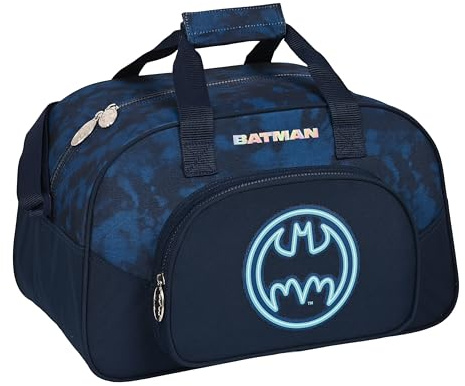 Safta BATMAN LEGENDARY - Bolsa de Deporte, Mochila, Ideal para Niños de Diferentes Edades, Cómoda y Versátil, Calidad y Resistencia, 40x23x24 cm, Color Azul Marino