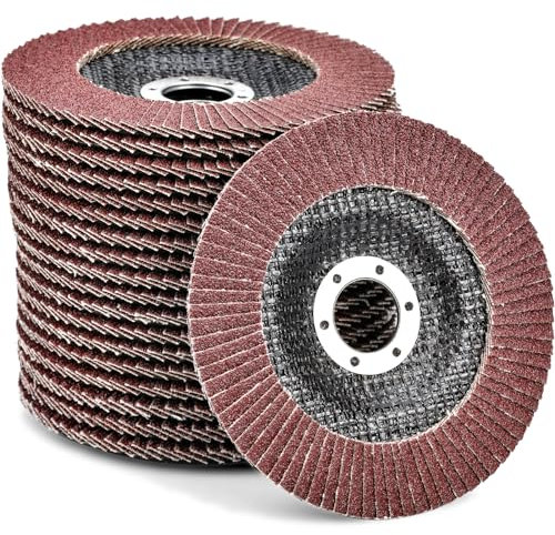 HATANSE 10 Piezas Discos Abrasivos Ø 125 mm x 22.2 mm Discos de Láminas Grano 60 Discos para Amoladoras Angulares para Acero Inoxidable Metal Acero y Madera