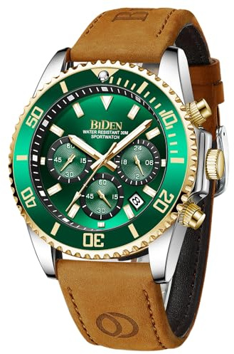 Uhren Herren Edelstahl Chronograph Herrenuhr Wasserdichte Quarz Armbanduhr | 3ATM Wasserdicht Analog Uhr für Business mit Datum, Drehbare Lünette, Leuchtanzeige