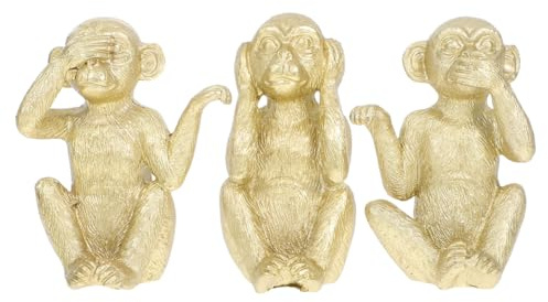 Luxshiny Harz AFFE Statue 3Er Set Affen Figuren Deko Für Wohnzimmer Büro Und Tisch Tierfigur Als Geschenk Für Familie Freunde Und Kollegen Harz Monkey Figur