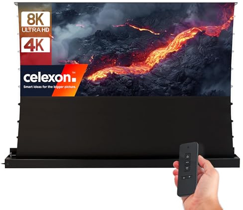 celexon Expert CLR UST-Bodenscheren-Aufroll-Motor-Hochkontrast-Möbeleinbau-Leinwand 105 | 245,7x103,7cm 21:9 | elektrische 8K, Full-HD Heimkino-Projektionsleinwand | NUR für Ultrakurzdistanz-Beamer!