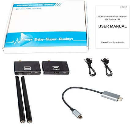 Tihokile Extender Wireless HDMI, Wireless HDMI Transmitter e Receiver Kit, 656FT/200M, Supporta 1080P 60Hz e 2.4G/5G/5.8GHz, Uscita HDMI Come Laptop, PC, Fotocamere, DVD, TV Box, Proiettori, PS4, PS5