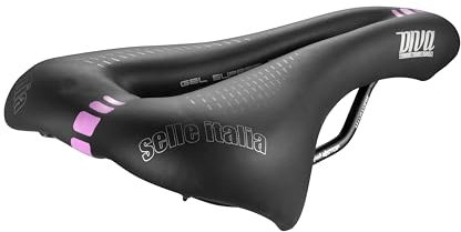Selle Italia DIVA Gel Flow - Sella per Bicicletta da Donna, City Bike, Mountain Bike, Telaio in Manganese, Imbottitura Comoda Gel - Taglia L3, Nero/Rosa