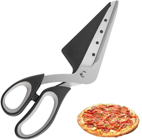 MAYOKIAAR Pizzaschere Edelstahl 27cm, Multifunktionale Pizza-Schere Schwarz Grau, Scharfe Klinge, Für Einfaches Schneiden von Pizza und Brot, Praktisch und Langlebig