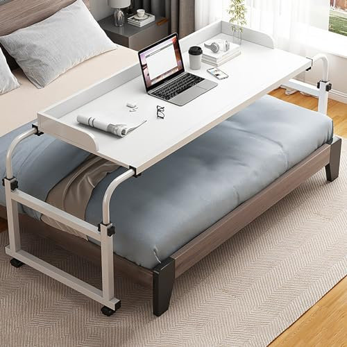 Krankenhaustisch über Bett für den Heimgebrauch, schwenkbar über dem Betttisch mit Rollen, höhenverstellbar, Tisch, Krankenhausbetttisch, Stuhl, drehbarer Laptop-Schreibtisch für Bett, Rolltisch,