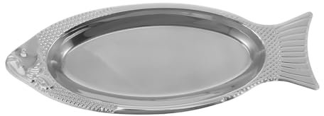 MAGICLULU Plato Inoxidable Para Pescado Bandeja Plateada Diseño De Pez Para Cocina