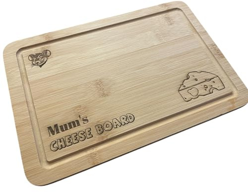 Ashton and Finch Cheese Board – Laser Engraved with Cheese and Mouse Design – Mum's Cheese Board – Gift for Mother's Day, Birthdays, and Special Occasions – 22L x 15W x 0.8H cm