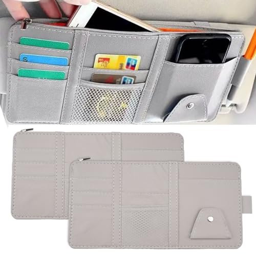 2PCS Bolsa de Almacenamiento para Parasol de Coche, 29 x 15 cm Soporte para Parasoles de Coche, Multifuncional Organizador Visera para Auto, Organizador Parasol para Bolígrafos, Tarjetas, Licencia