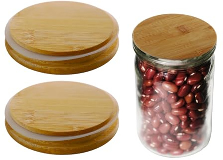 Qwrqwr 2 Stück Flaschenverschlüsse Bambusdeckel 90~110mm Große Konische Korken 2cm Dick für Glasflaschen, Kaffeetassen, Gläser, Joghurtgläsern, DIY Dekor