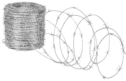 Malla de Alambre de Púas 4 Puntos - Acero Galvanizado Anti-Robo - Rollo Multiusos para Vallas y Manualidades - Práctico y Duradero,3mm,30m(98ft)
