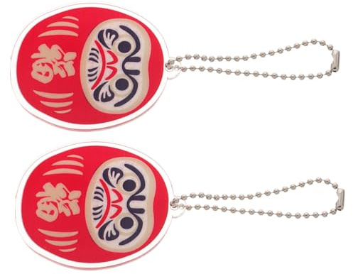 ABOOFAN Porte-clés Charme Scintillant Polyvalent Rouge en Acrylique Daruma Japonerie Lot de 2 Pièces Accessoire Unique pour Paquet et Téléphones