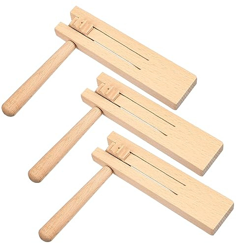 SUPVOX Wooden Noise Ratchet Matraca Toys for Boys and Girls, Traditional Single-layer Percussion Instruments, 3pcs Set for Party Favors and Sporting Events