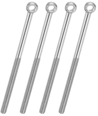 PATIKIL 4 Pcs M6x100mm Perno Ojal Giratorio Con Hombro 304 Acero Inox Métrico Media Roscado Ojo Pez Agujero Corredizo Tornillo Para Aparejos Sujetadores Metálicos Tornillos Color Plata