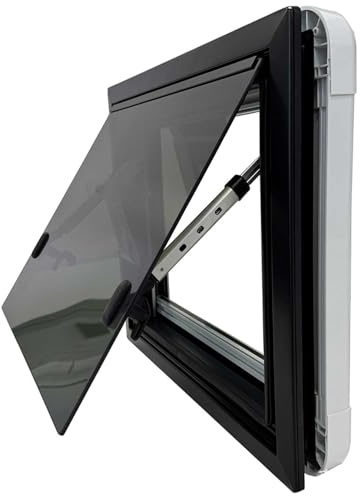 SWISS Outdoor Fenêtre basculante rectangulaire en verre véritable 700 x 500 cm Certifié ECE R43 Double vitrage Store et protection anti-moustiques Blanc Isolé pour camping-car, fourgon, caravane