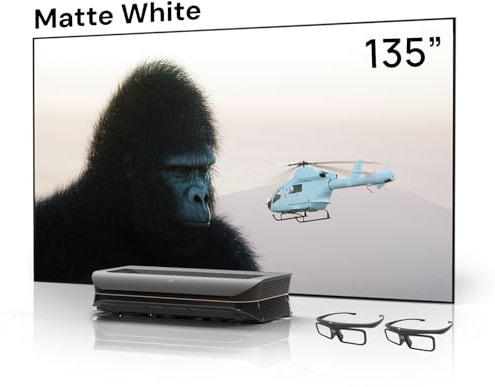 AWOL VISION LTV-3500 Pro Bundle with 135 Matte White Screen and 3D Glasses (2-Pack), 4K UHD HDR10+ Dolby Vision Ultra Short Throw Triple Laser Projector, 3000 ISO Lumens, Home Theater Laser TV