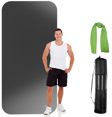 Extra Lang Yogamatte 214x76x0.6cm, Yoga Matte,rutschfest, Pilates-Gymnastikmatte, Sportmatte Fitnessmatte Rutschfest, Gymnastikmatte aus NBR für Yoga, Sport, Pilates, Gym, Workout