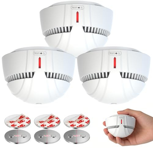 Daytech Smoke Alarm for Home,10-Year Battery Fire Alarm with Magnetic Mount,Mini Style Smoke Detector Conforms to EN 14604 Standard,LED & Silence Button,Fire Detector for Home Caravan Office 3 PACK