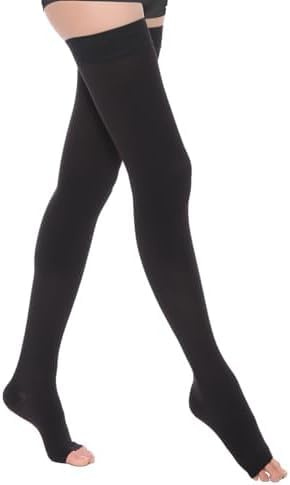 AOGOE Chaussettes de Compression Femme & Homme Longues, 23-32mmhg Classe 2 Bas de contention médicaux à orteils ouverts, Chaussette de Contention ouvert, Indiqué pour Les varices, l'œdème