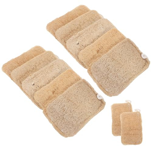 LALADEFIEE 12 Piezas Esponjas de Luffa Natural para Cocina Estropajo Biodegradable sin Rayar Potente Limpieza para Platos Verduras Baldosas y Ollas Ecológico y Reutilizable
