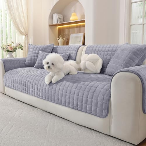 Ystyle Flanell Weiche Sofa Überzug 1 Stück, 90x210 cm, Hellgrau | Universelle Waschbarer Sofaüberwurf für 1/2/3/4-Sitzer L-Ecksofa, Komfortabler Couch überzug, Sofadecke Kratzfest Hund Katze
