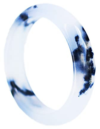 Chinesischer grüner Jade-Armreif in natürlicher Qualität, blaues Blumenarmband, chinesischer Stil, natürlicher grüner Jade-Armreif für Frauen, Ehefrau und Freundin, Geschenk (Größe: 62–63 mm)