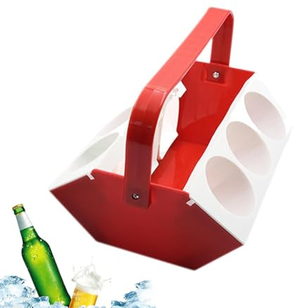 Vattenflaskbärare med handtag Drycksbricka med Isfack | Förvaring för 6 Drycker Perfekt för Resor, Picknick, Fiske, Vandring, Camping, Sport, Trädgårdsgrill, Event och Utflykter