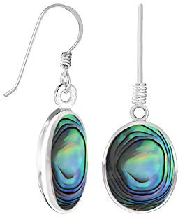 Tuscany Silver Dam sterling silver 11 x 14 mm oval ädelsten droppe örhängen, Shell, Skal