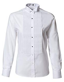 Women's Pleated Wing Collar Tuxedo Shirt (22) White