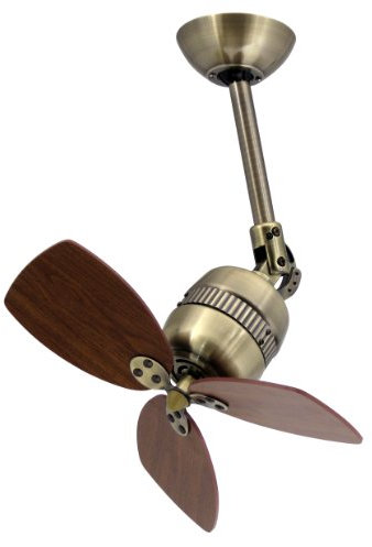 innovativer Deckenventilator Toledo mit Wandschalter, Messing antik, Flügel Walnuß