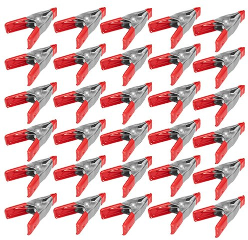 Wideskall® 2 inch Mini Metal Spring Clamps w/Red Rubber Tips Clips (Pack of 30)