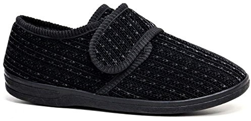 Northwest Territory Diabetic Orthopedic Men's Easy Close Wide-Fitting Touch Close Bar-strap Shoe Slipper